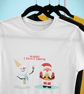 Sober Santa: Funniest Printed T-shirt (White) Best Gift For Boys Girls