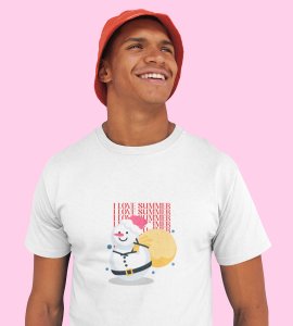 Summer Lover Snowman : Best Printed T-shirt (White) Perfect Gift For Secret Santa For Boys Girls
