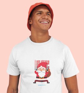Strongest Santa: Unique Printed T-shirt (White) Best Gift For Christmas Eve