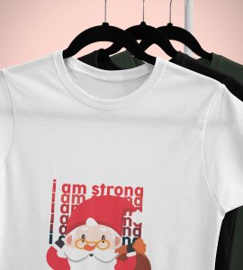 Strongest Santa: Unique Printed T-shirt (White) Best Gift For Christmas Eve