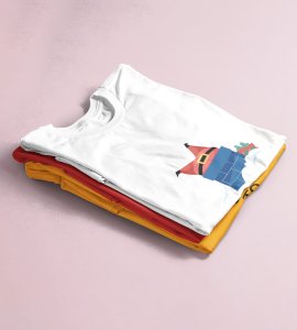 Santa Stucked In Chimeny : Best Printed T-shirt Botttle (White) Christmas's Best Gift For Boys Girls