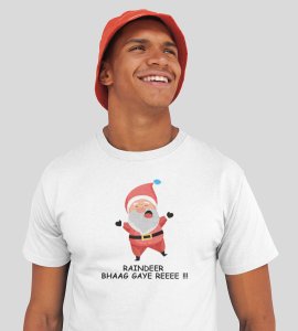 Reindeer Ranaway: Most Liked Printed T-shirt (White) Best Gift For Boys Girls