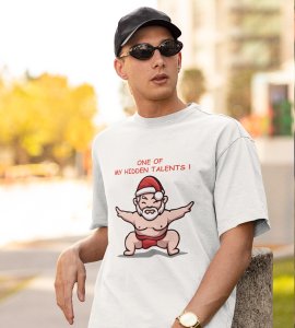 Sumo Santa : Best Printed T-shirt (White) Best Gift For Kids Boys Girls