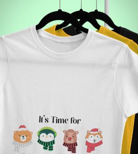 Christmas Party: Motivational Printed T-shirt (White) Unique Gift For Secret Santa