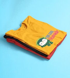 It's Too Cold Outside : Unique Winter Printed T-shirt (Yellow) Unique Gift For Boys Girls