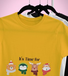 Christmas Party: Motivational Printed T-shirt (Yellow) Unique Gift For Secret Santa