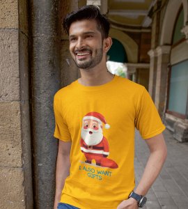 Even Santa Wants Gift: Cute Printed T-shirt (Yellow) Perfect Gift For Boys Girls