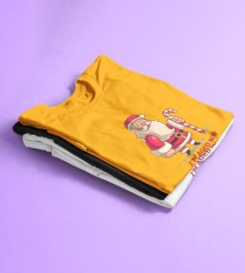 Old Grumpy Santa : Funny Printed T-shirt (Yellow) Best Gift For Secret Santa
