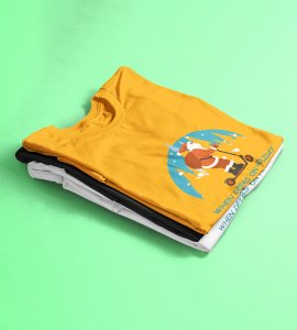 Biker Santa: Unique Printed T-shirt (Yellow) Perfect Gift For Christmas Boys Girls