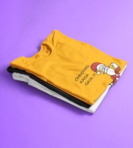 How Was Your Christmas: Cute Printed T-shirt (Yellow) Best Gift For Kids Boys Girls
