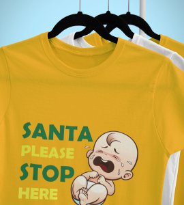 Baby Tears Over Santa(Yellow) Elegantly Printed T-shirt, Best Gift For Boys Girls