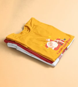 Vacational Santa: Humorously Printed T-shirt (Yellow) Best Gift For Secret Santa