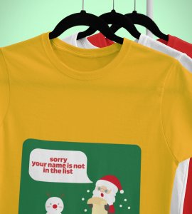 Prankster Santa: Funny Printed T-shirt (Yellow) Perfect Gift For Secret Santa