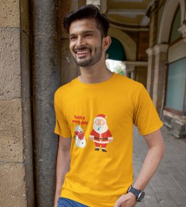 Sneezy Santa: Funny & Cute Printed T-shirt (Yellow) Perfect Gift For Secret Santa