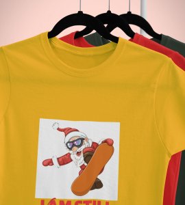Goofy & Young Santa:Best Printed T-shirt (Yellow) Perfect Gift For Boys Girls