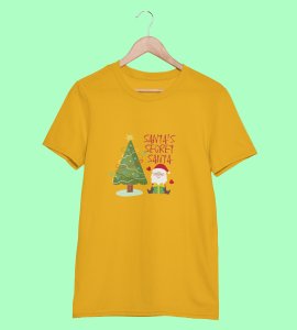 Santa's Secret Santa: Elegantly Printed T-shirt (Yellow) Perfect Gift For Secret Santa