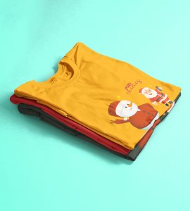 Selfie Santa: Cute Printed T-shirt (Yellow) Elegant Gift For Kids