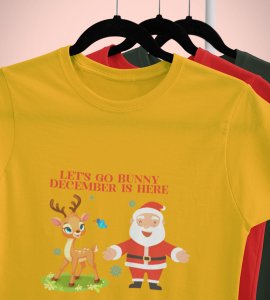 Let's Go December Is Here: Funny Printed T-shirt (Yellow) Best Gift For Boys Girls