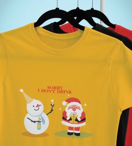 Sober Santa: Funniest Printed T-shirt (Yellow) Best Gift For Boys Girls