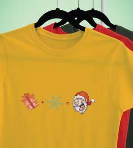Gift + Winter = Christmas : Romantic Printed T-shirt (Yellow) Amazing Gift For Boys Girls