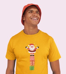 Santa On His Gifts : Best Santaclaus Printed T-shirt (Yellow) Best Gift For Secret Santa