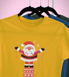 Santa On His Gifts : Best Santaclaus Printed T-shirt (Yellow) Best Gift For Secret Santa