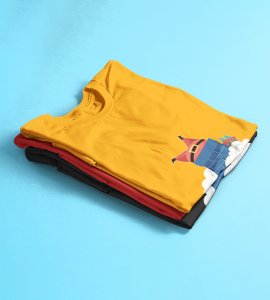 Santa Stucked In Chimeny : Best Printed T-shirt Botttle (Yellow) Christmas's Best Gift For Boys Girls