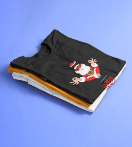 Om Santa Baba: Beautifully Printed T-shirt (Black) Best Fift For Secret Santa