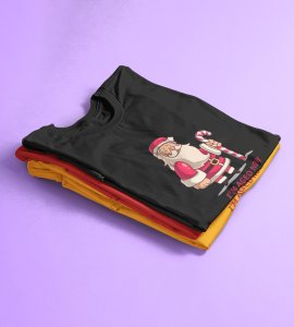 Old Grumpy Santa : Funny Printed T-shirt (Black) Best Gift For Secret Santa