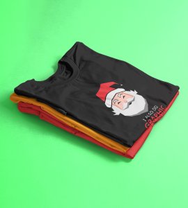 Graphic Lover Santa: Good Vibes Printed T-shirt (Black) Unique Gift For New Year Boys Girls