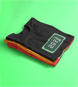 Year Changing Clock : New Year Printed T-shirt (Black) Best Gift For Secret Santa