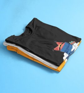 Santa Stucked In Chimeny : Best Printed T-shirt Botttle (Black) Christmas's Best Gift For Boys Girls