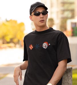 Gift + Winter = Christmas : Romantic Printed T-shirt (Black) Amazing Gift For Boys Girls