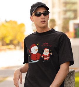 Selfie Santa: Cute Printed T-shirt (Black) Elegant Gift For Kids