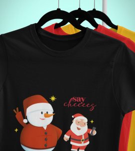 Selfie Santa: Cute Printed T-shirt (Black) Elegant Gift For Kids