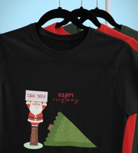 Eco-Friendly Santa: Beautifully Printed T-shirt (Black) Exclusive Gift For Boys Girls