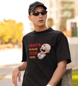 Baby Tears Over Santa(Black) Elegantly Printed T-shirt, Best Gift For Boys Girls
