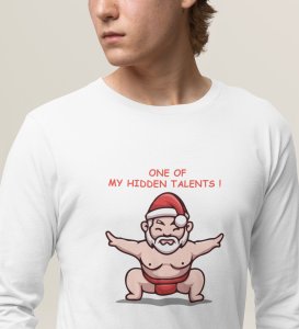 Sumo Santa: Unique DesignedFull Sleeve T-shirt White Perfect Gift For Boys Girls