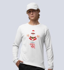 Om Santa Baba: Cute DesignerFull Sleeve T-shirt White Perfect Gifts For Boys girls