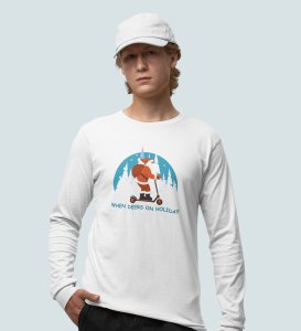 Biker Santa: Best DesignerFull Sleeve T-shirt For Christmas White Unique Gift For Boys Girls
