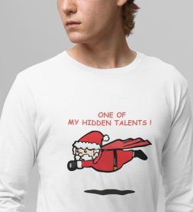Super Santa: Unique DesignerFull Sleeve T-shirt White Best Gift For Boys Girls
