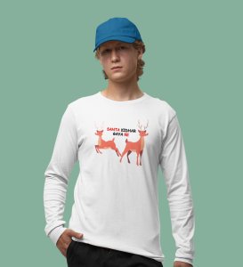 Find The Santa: Cute DesignerFull Sleeve T-shirt For Kids White Best Gift For Kids