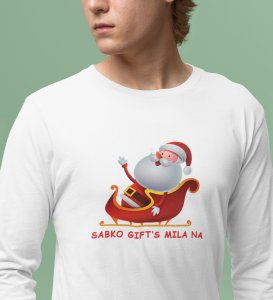 Lovely Santa: Cute And Beautiful DesignedFull Sleeve T-shirt White Best Gift For Boys Girls
