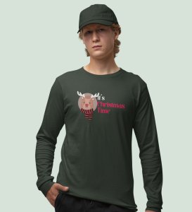 Christmas Arrival: Welcome Christmas WithGreenFull Sleeve T-shirt Perfect Gift For Kids Boys Girls