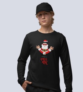 Om Santa Baba: Cute DesignerFull Sleeve T-shirt Black Perfect Gifts For Boys girls