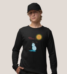 Angry Snowman: Unique DesignerFull Sleeve T-shirt Black Perfect Gift For Christmas Boys Girls