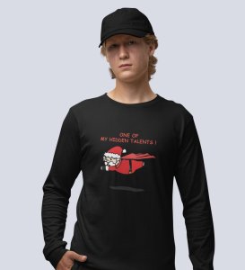 Super Santa: Unique DesignerFull Sleeve T-shirt Black Best Gift For Boys Girls