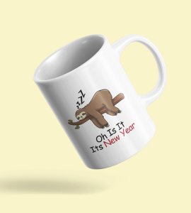 Sloth's New Year, Graphic Printed Sublimated Coffee Mugs
