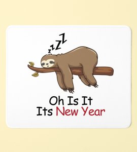 Sloth's New Year, Graphic Printed Sublimated Mouse Pad