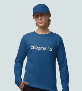 Christmas Time : Unique PrintedFull Sleeve T-shirt Blue Best Gift For Boys Girls